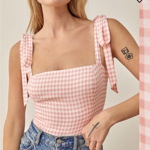 Reformation pink gingham tank